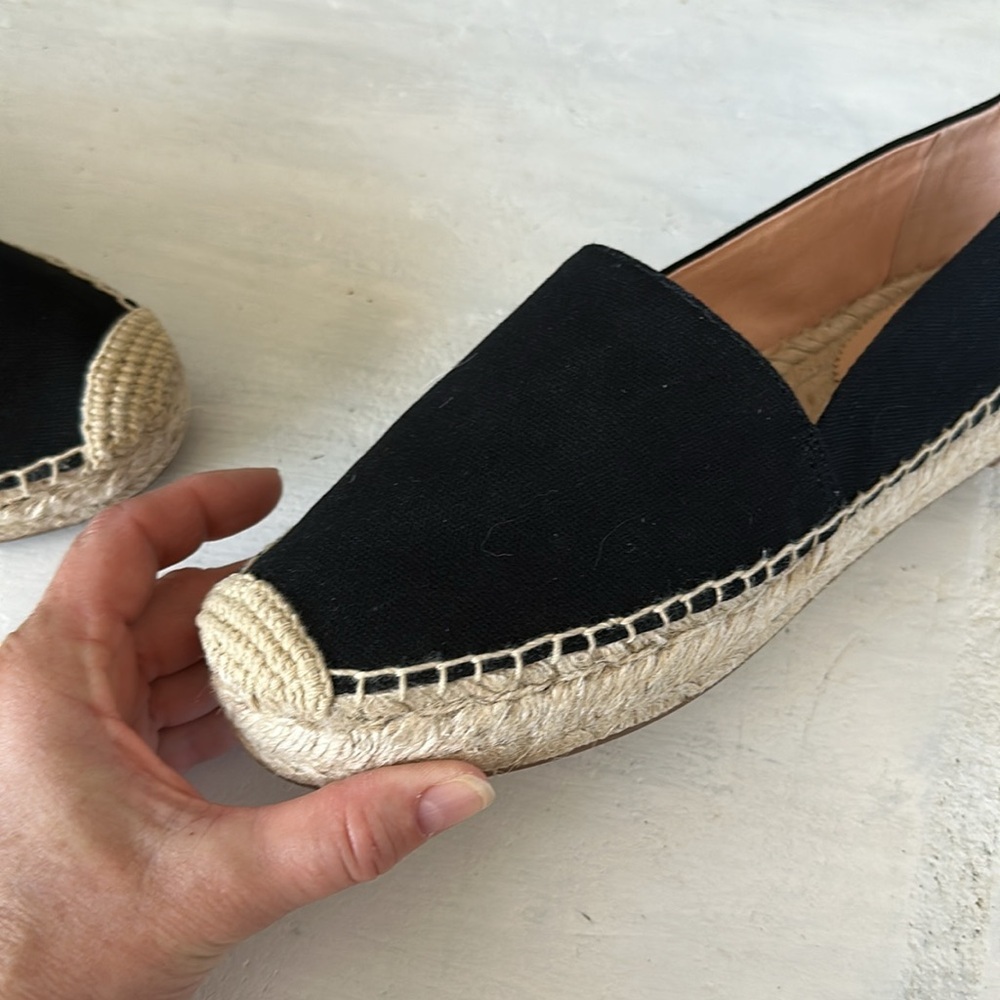 J. Crew SU22 Canvas Espadrille Flat Shoes Sz 10 Black Jute Soles Classic Slip On - Picture 14 of 16